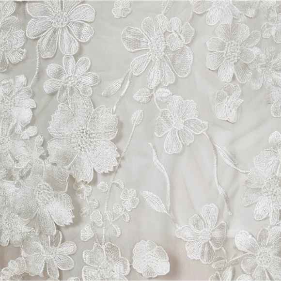 Endless Rose White 3D Embroidered Floral Lace Semi Sheer Pencil Midi Skirt NEW - Picture 12 of 14